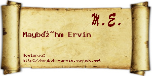 Mayböhm Ervin névjegykártya
